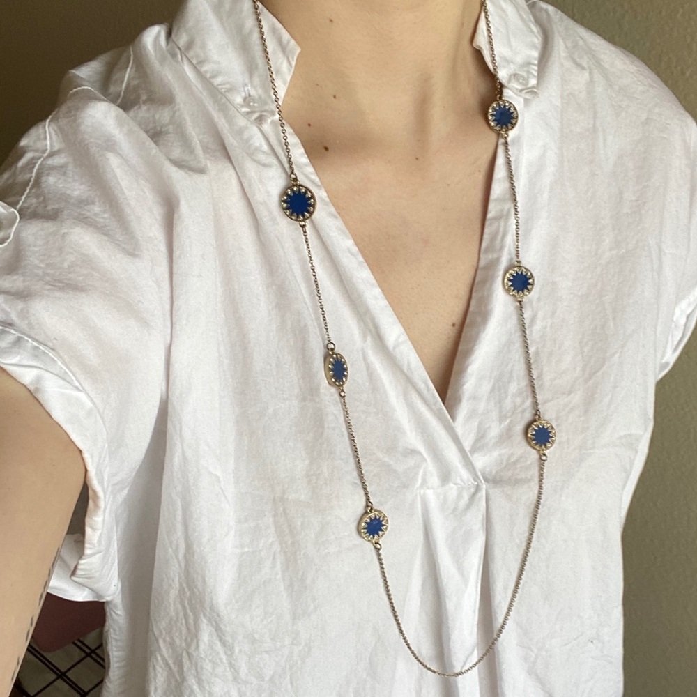 Beautiful Blue Starburst Long Necklace 🌟